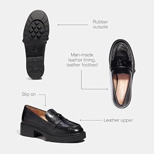 COACH Mocassins femininos Leah Platform, Couro preto, 34 | Amazon